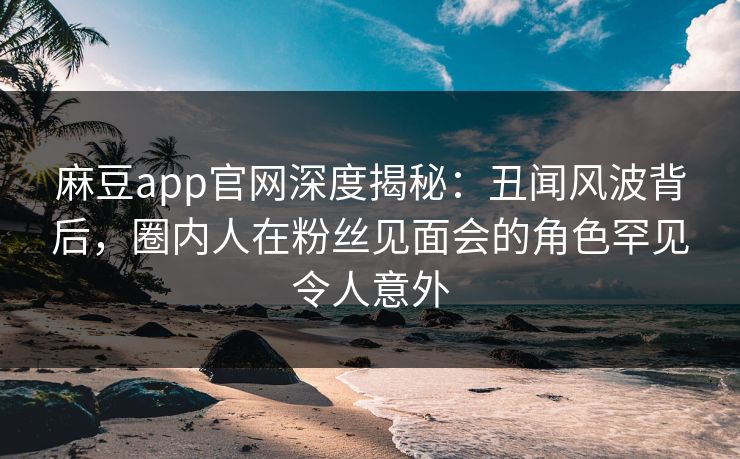 麻豆app官网深度揭秘：丑闻风波背后，圈内人在粉丝见面会的角色罕见令人意外