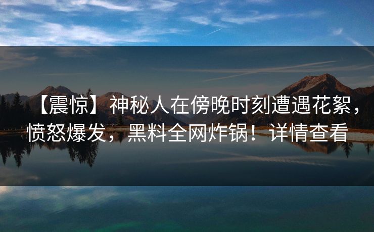 【震惊】神秘人在傍晚时刻遭遇花絮，愤怒爆发，黑料全网炸锅！详情查看